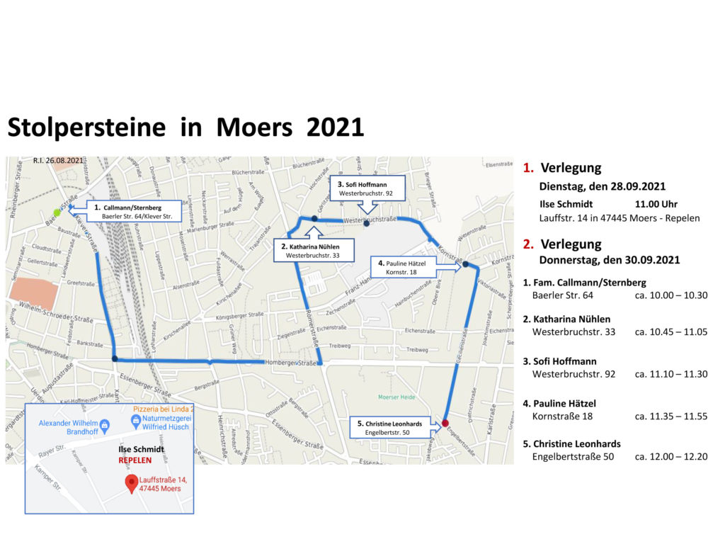 Route Legung Stolpersteine 2021